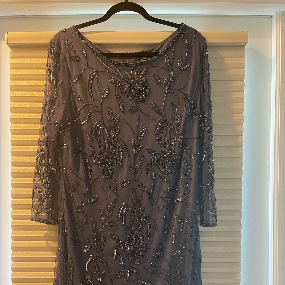 Pisarro Nights Beaded Overlay evening dress